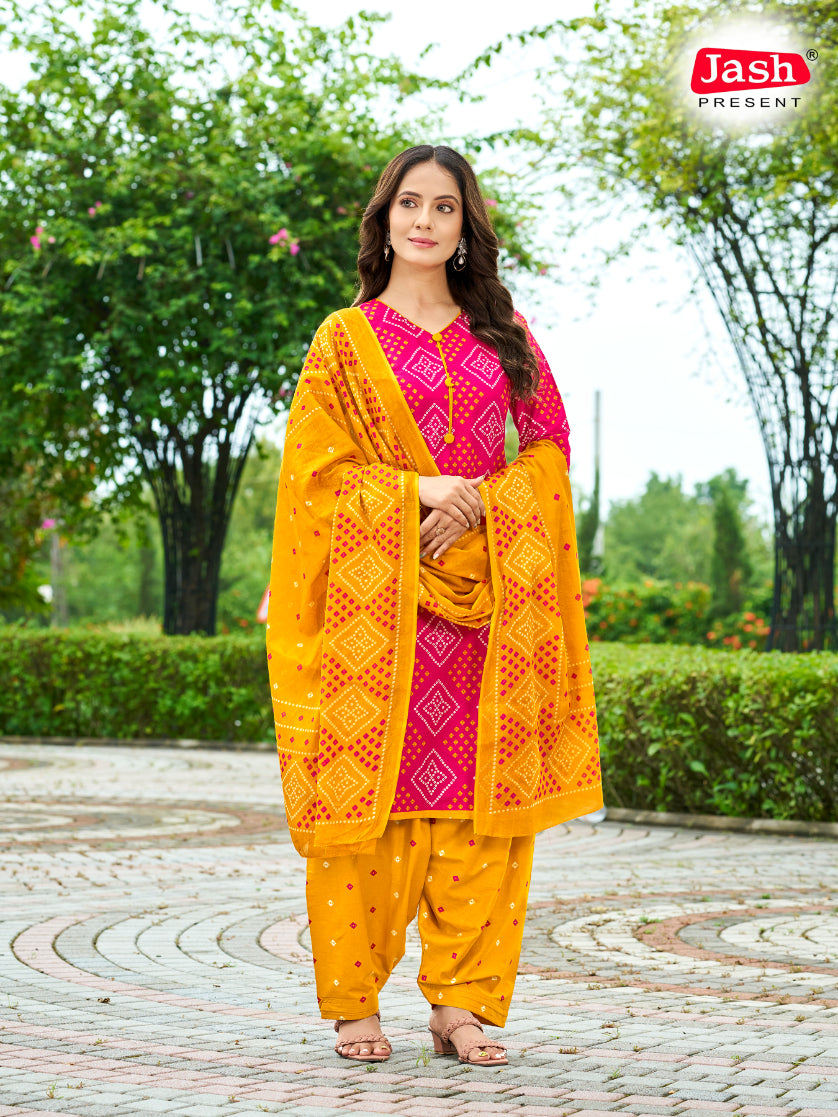 Pink & Yellow Kurta Set with Dupatta