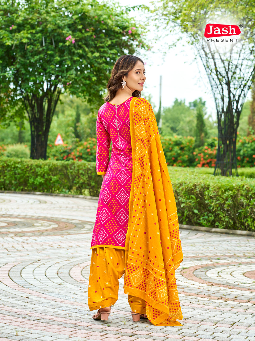 Pink & Yellow Kurta Set with Dupatta