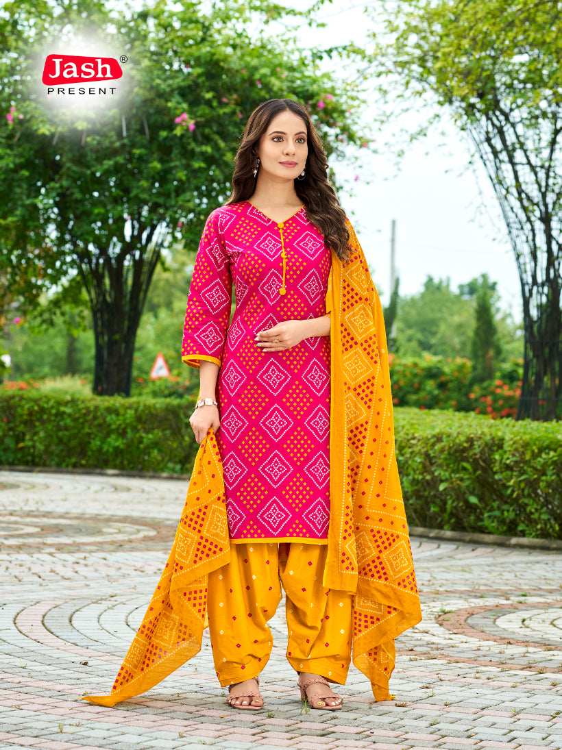 Pink & Yellow Kurta Set with Dupatta