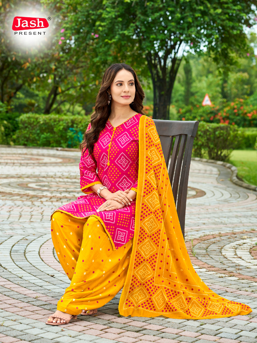 Pink & Yellow Kurta Set with Dupatta
