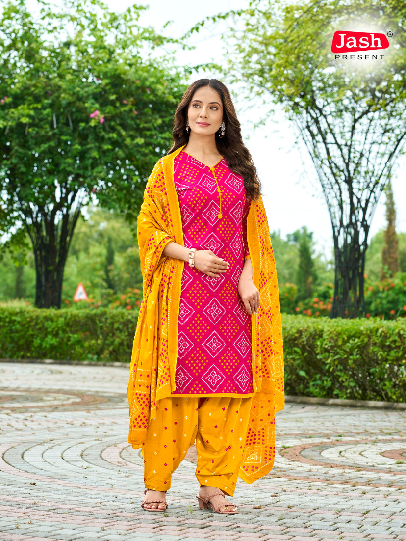 Pink & Yellow Kurta Set with Dupatta