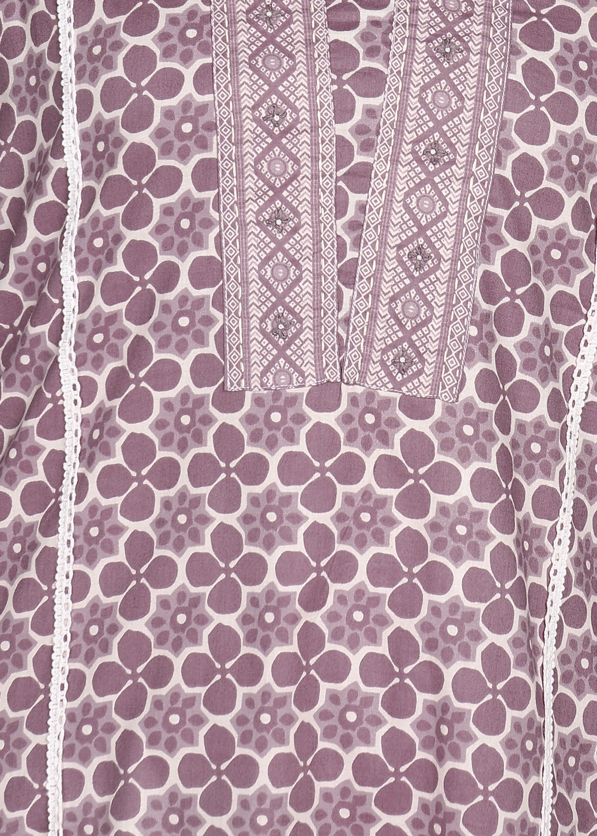 Lavender Floral Printed Kurta Set