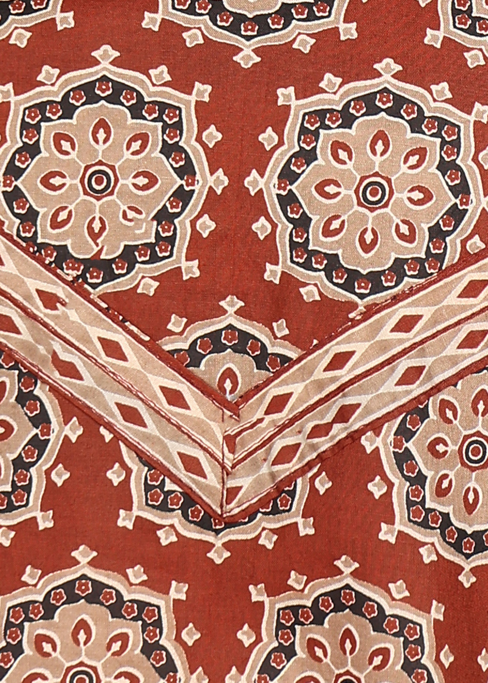 Rust Brown Printed Kurta Set with Dupatta
