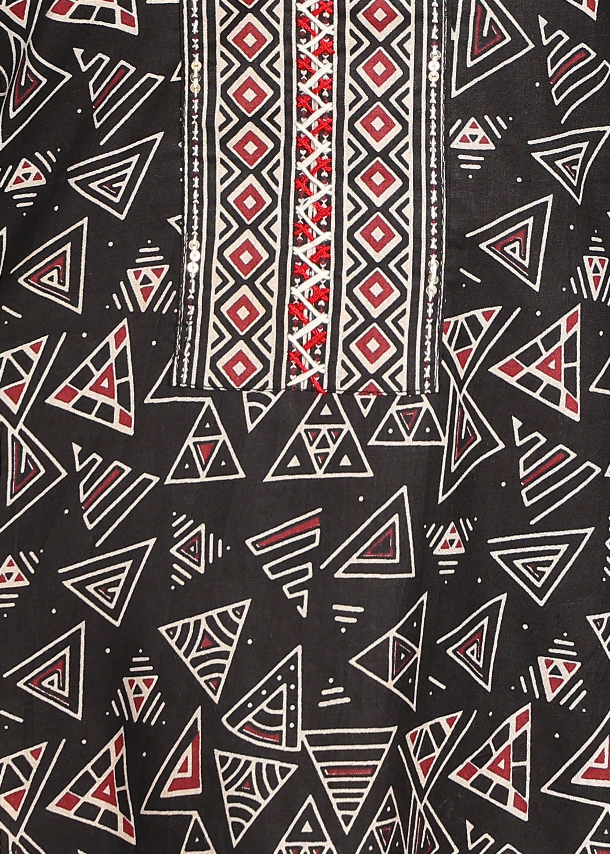 Black Geometric Kurta Set