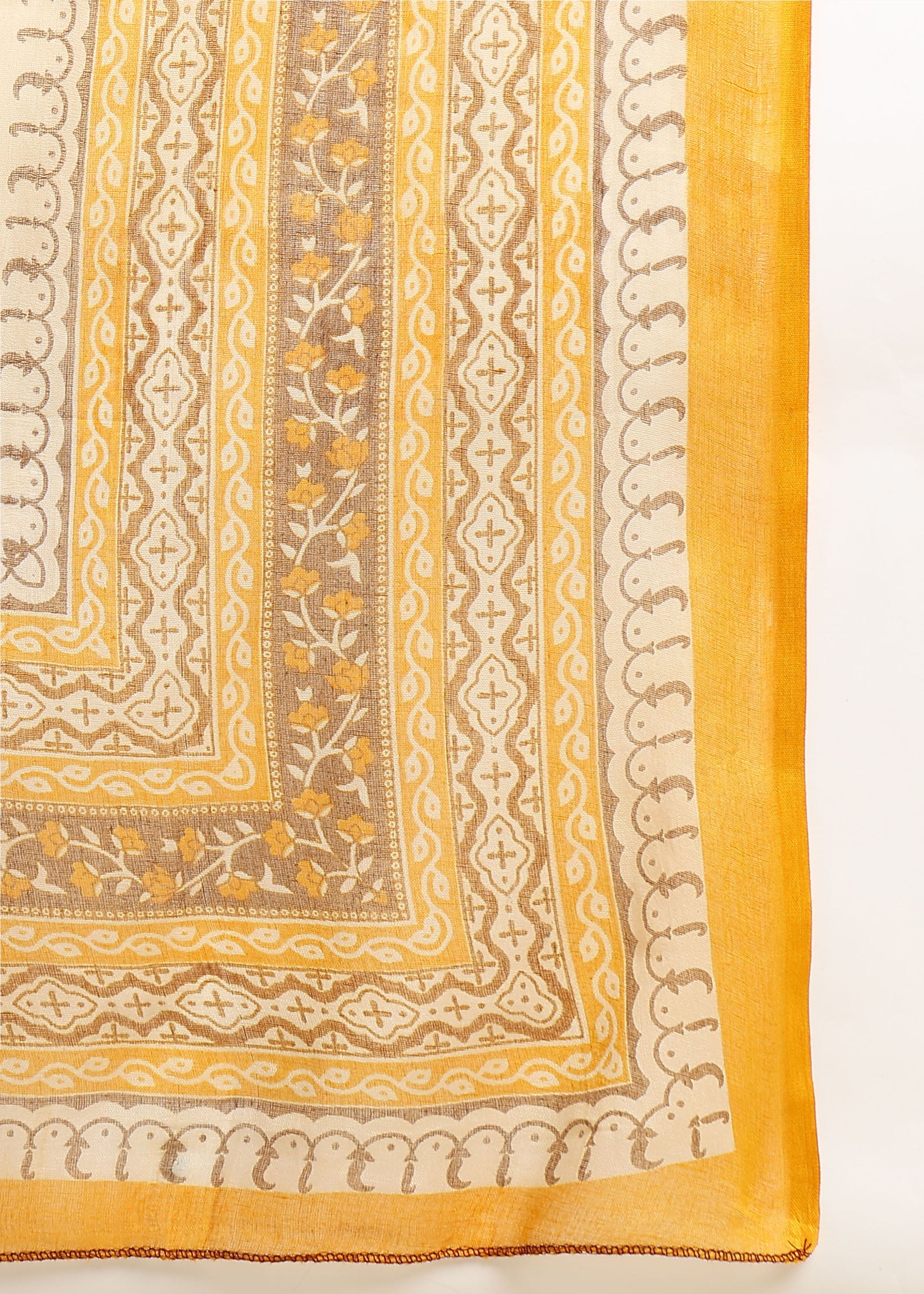 Mustard Floral Printed Kurta Set