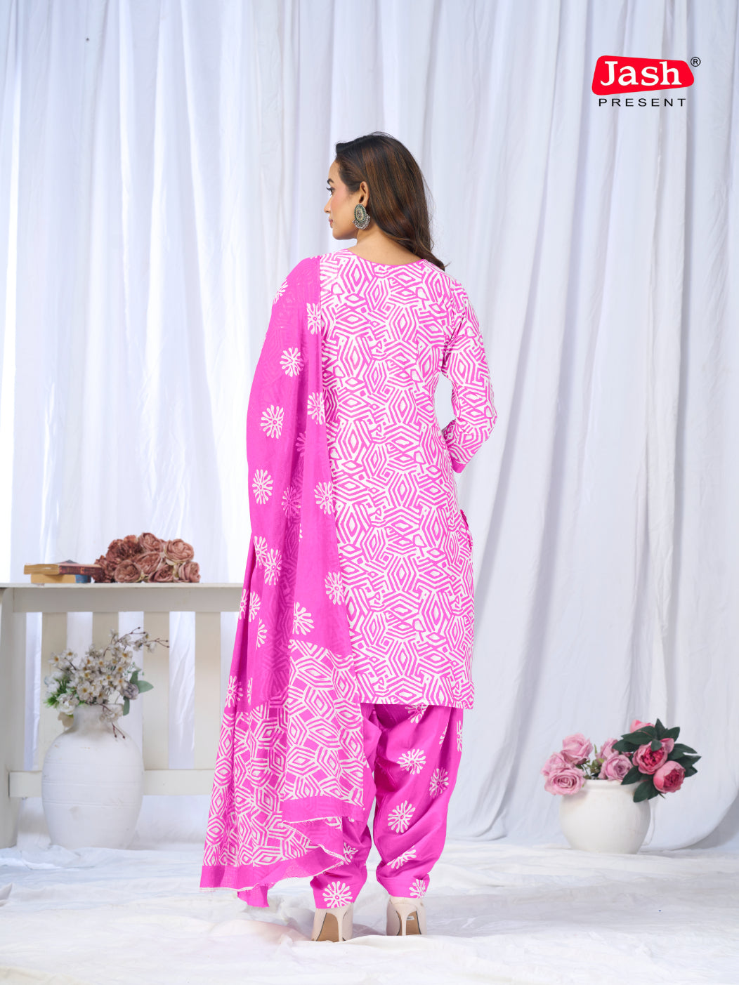Pink Printed Patiala Suit Set with Dupatta