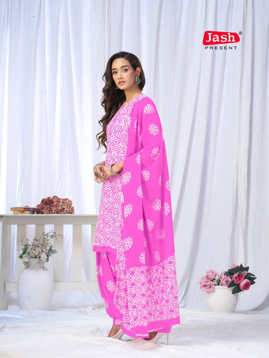 Pink Printed Patiala Suit Set with Dupatta