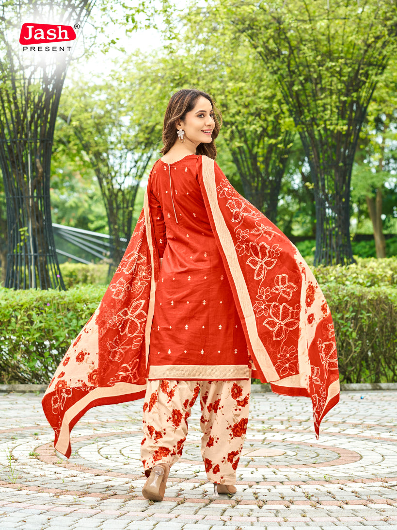 Red Floral Kurta Set with Dupatta