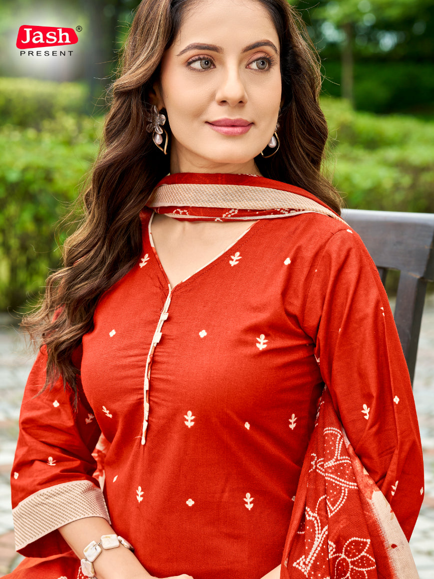 Red Floral Kurta Set with Dupatta