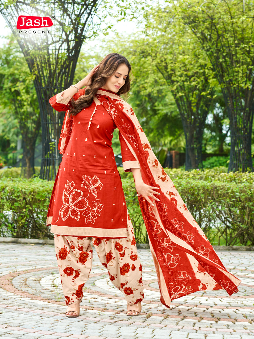 Red Floral Kurta Set with Dupatta