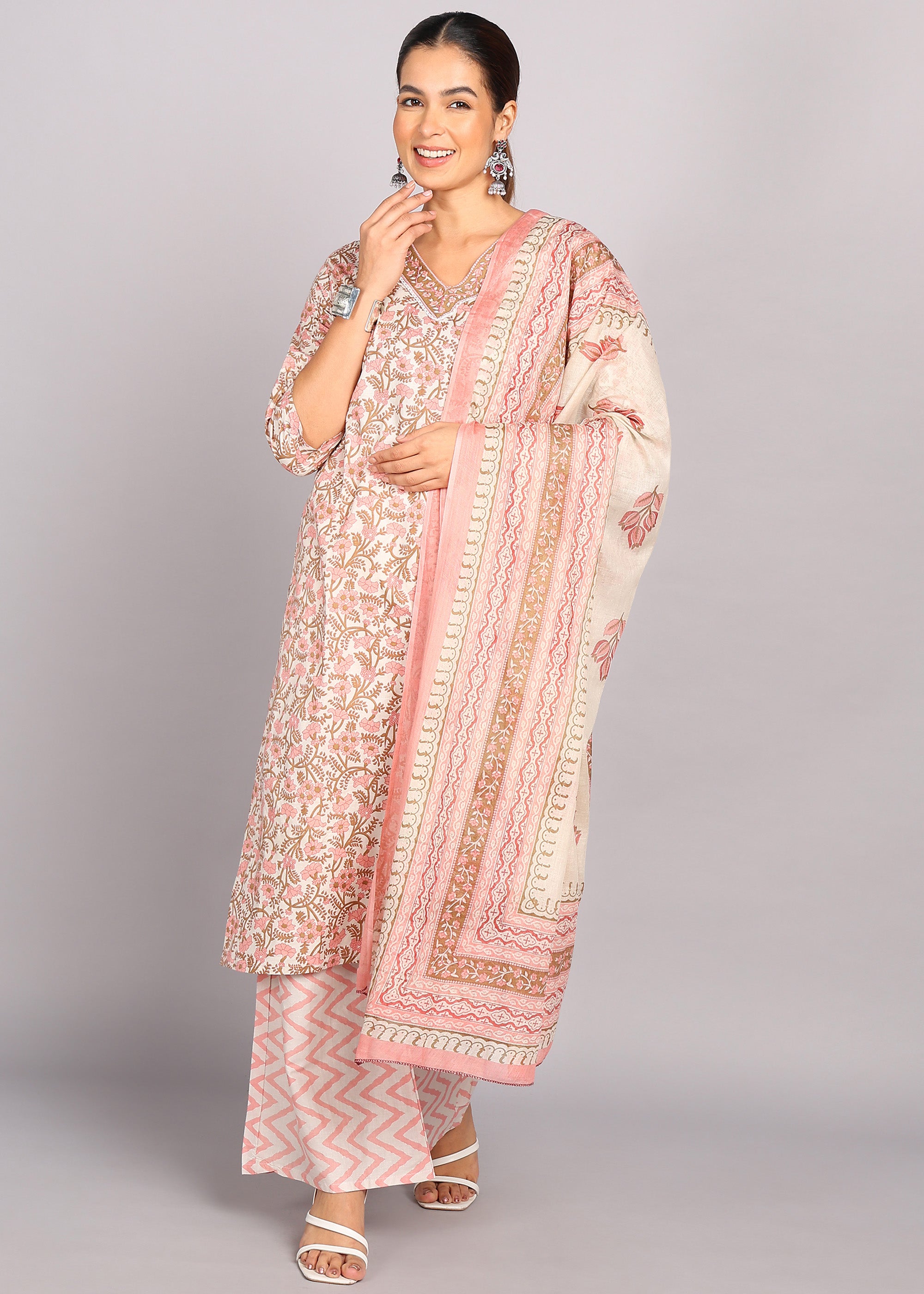 Blush Pink Floral Printed Kurta Set