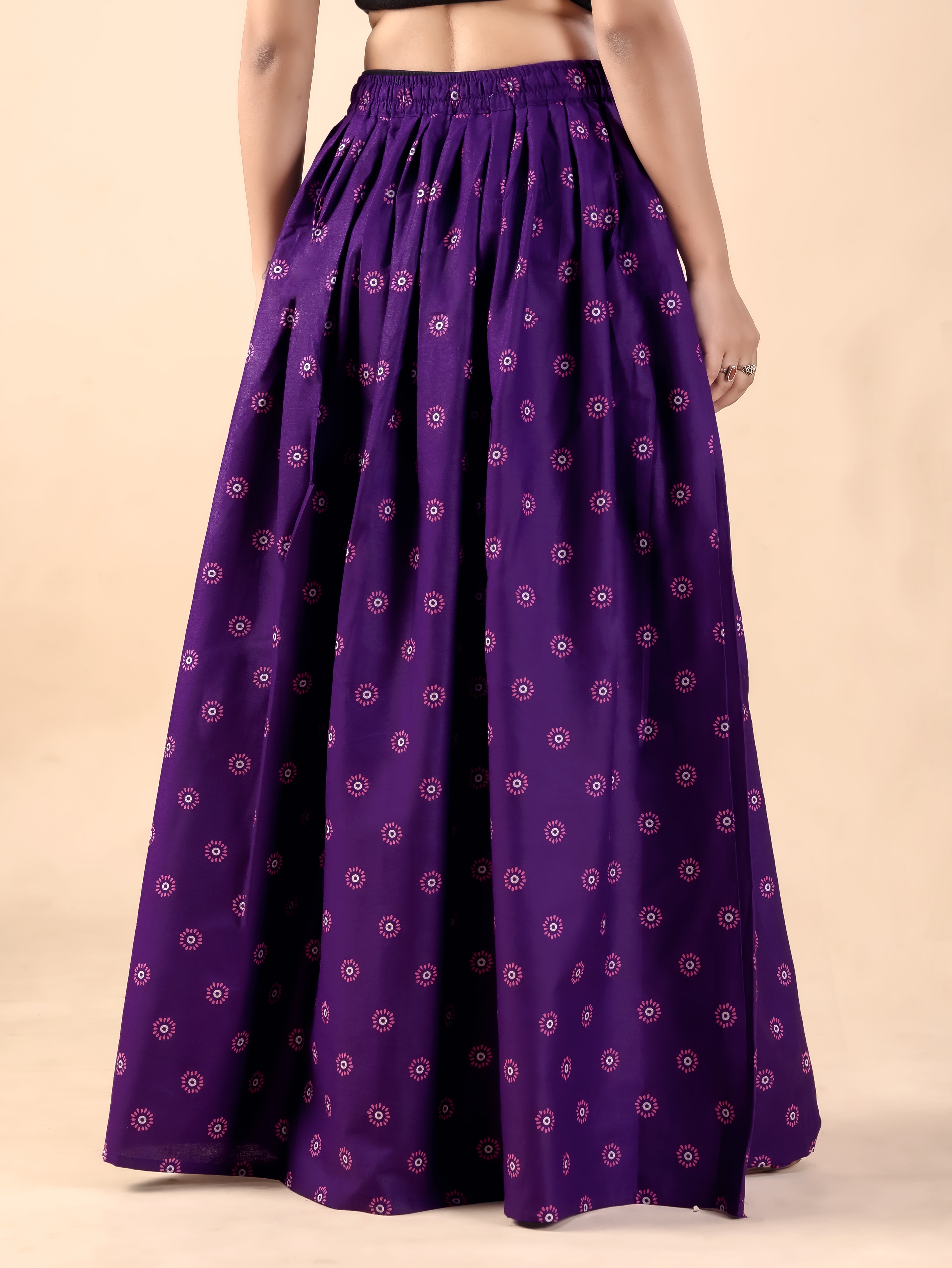 Purple Printed Flared Skirt