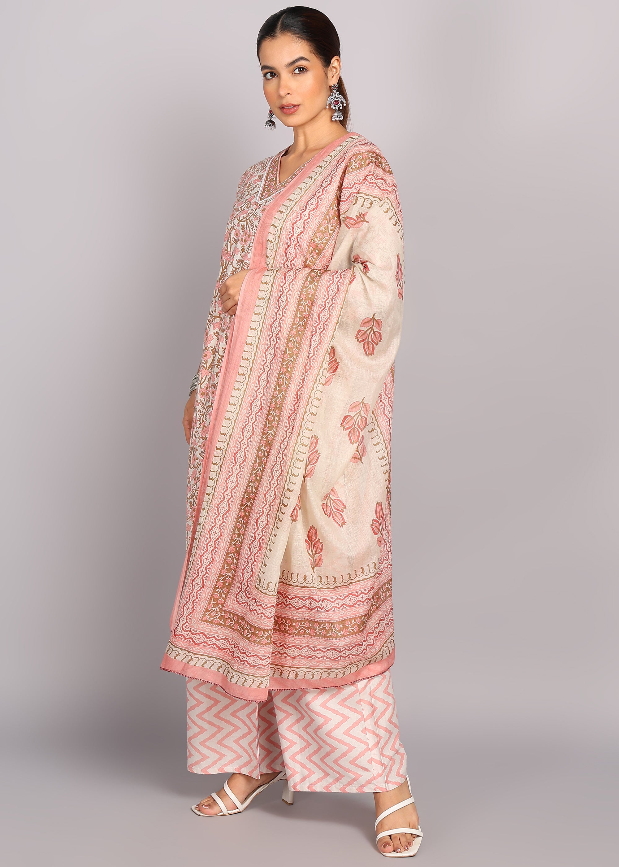Blush Pink Floral Printed Kurta Set
