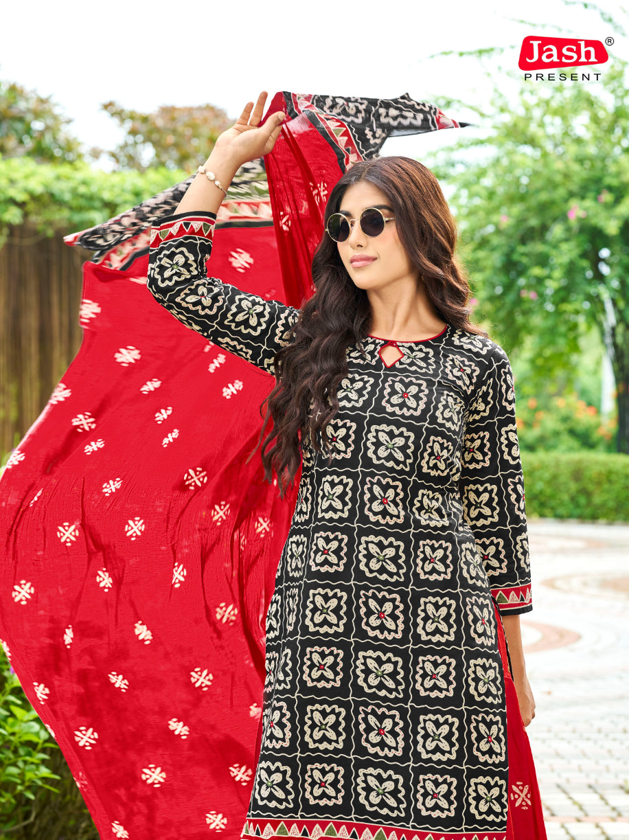 Black & Red Patiala Suit with Dupatta