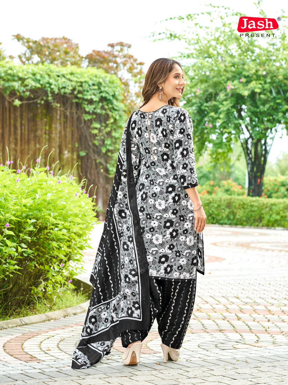 Black & White Patiala Suit with Dupatta
