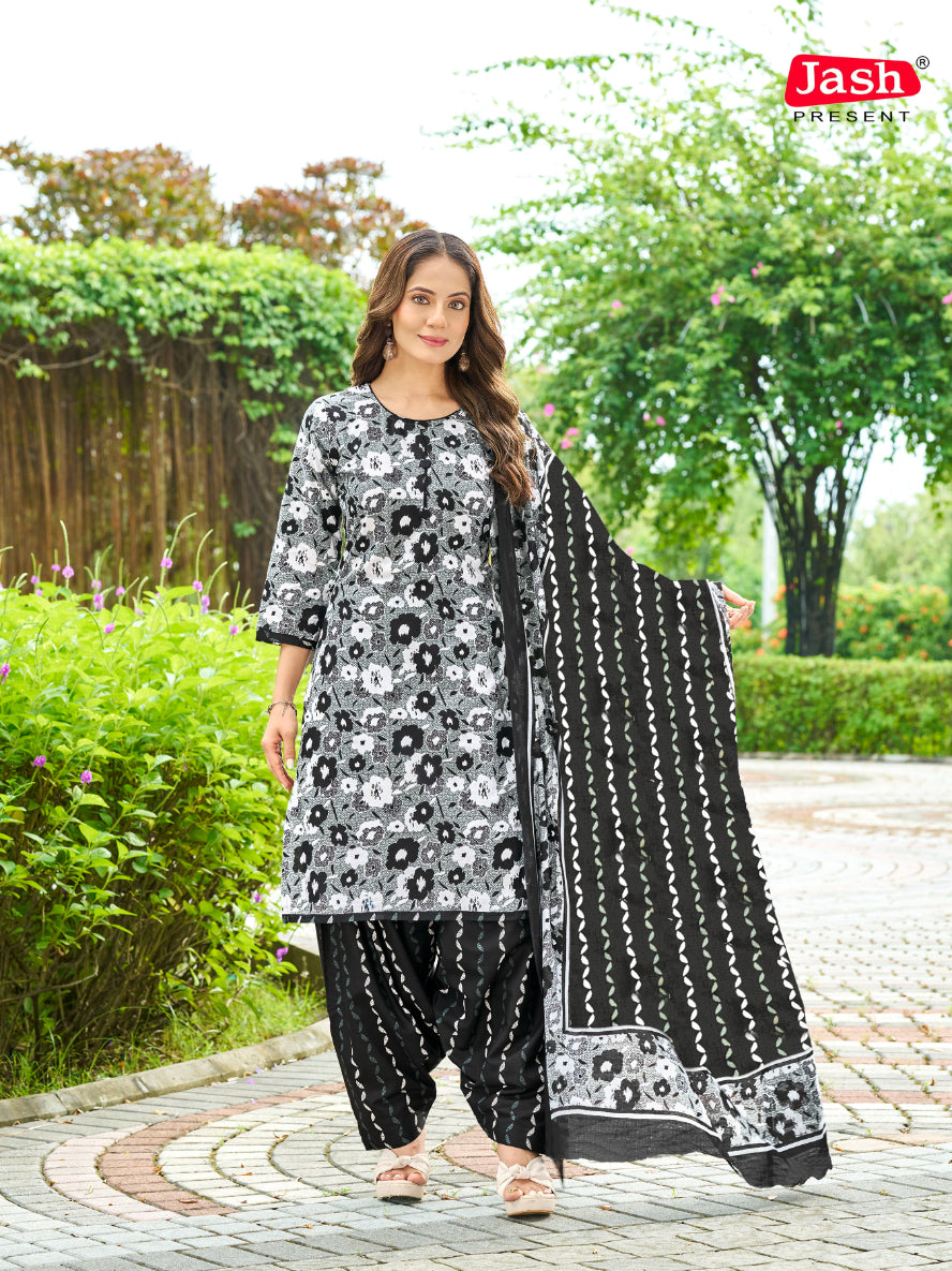 Black & White Patiala Suit with Dupatta