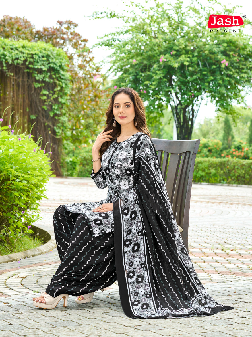 Black & White Patiala Suit with Dupatta