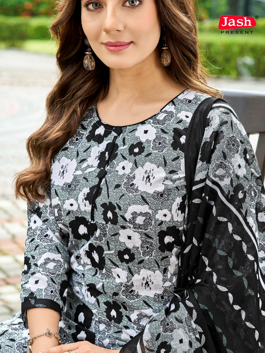 Black & White Patiala Suit with Dupatta