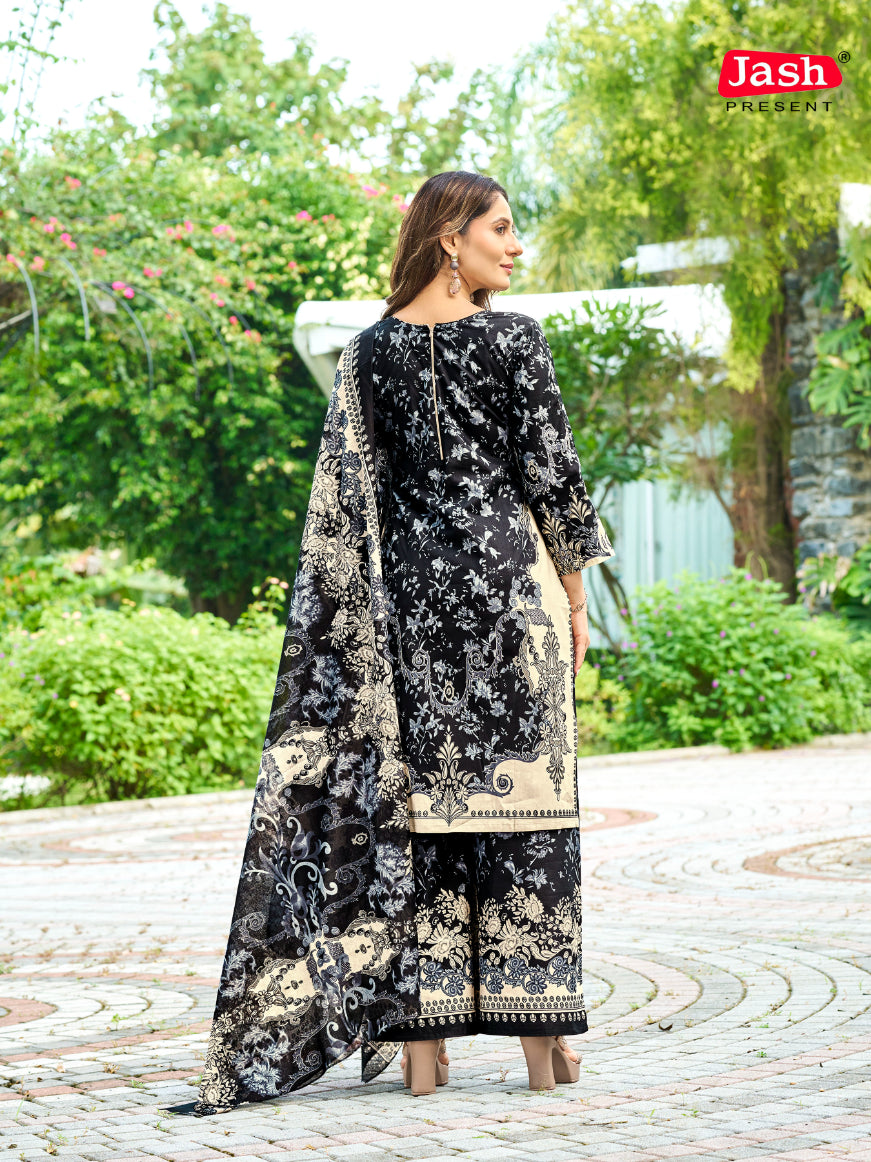 Black Floral Kurta Palazzo Set with Dupatta