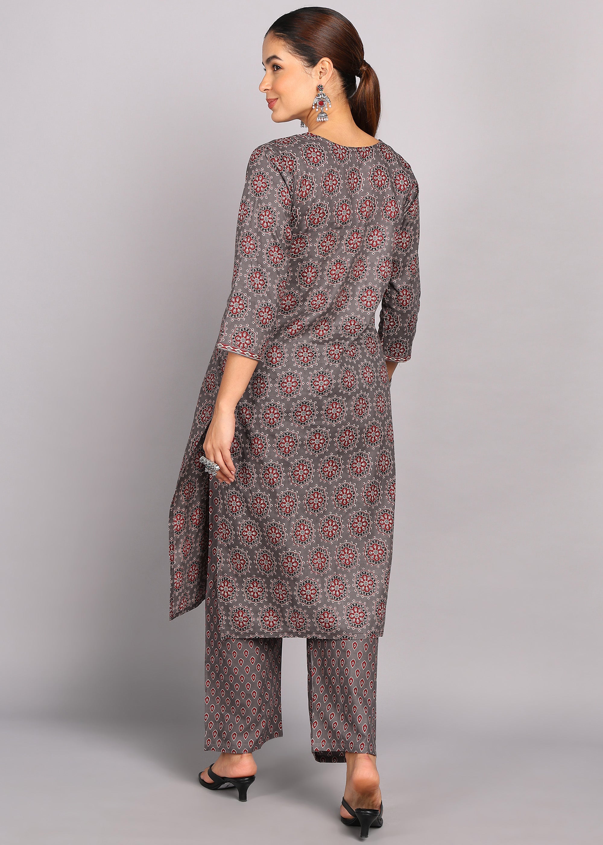 Grey Printed Kurta Set