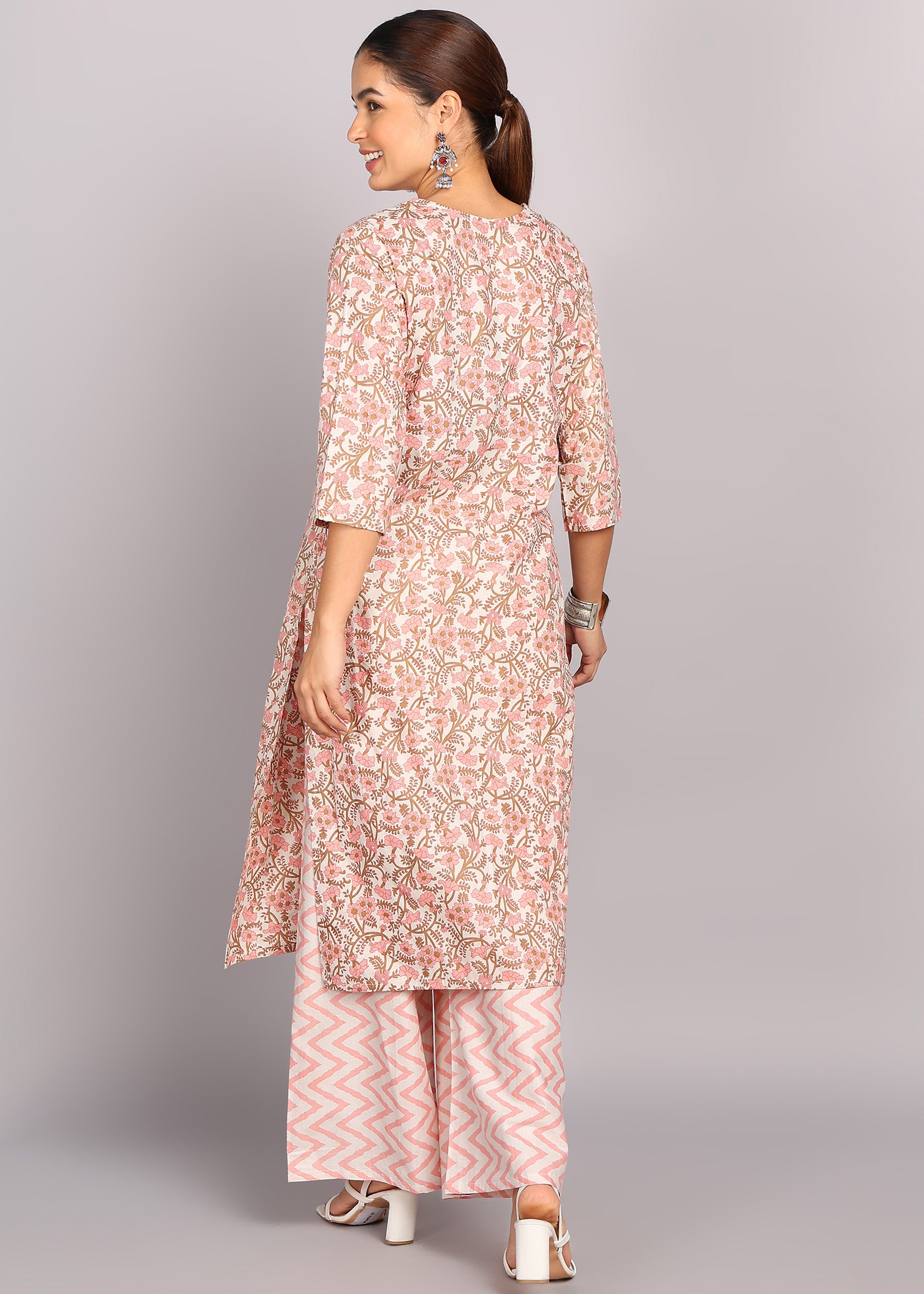 Blush Pink Floral Printed Kurta Set