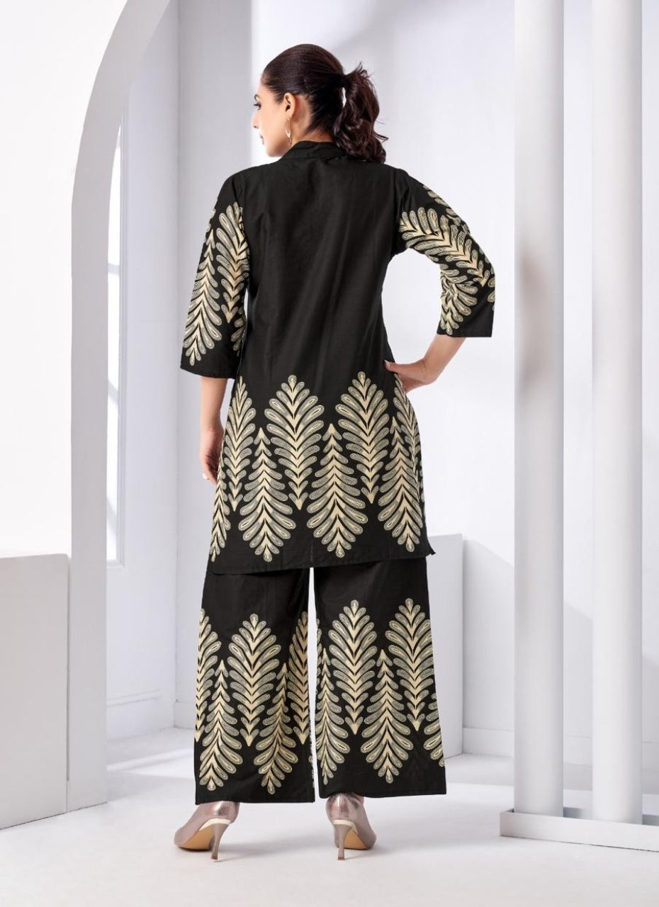 Black & Gold Printed Women Coord Set