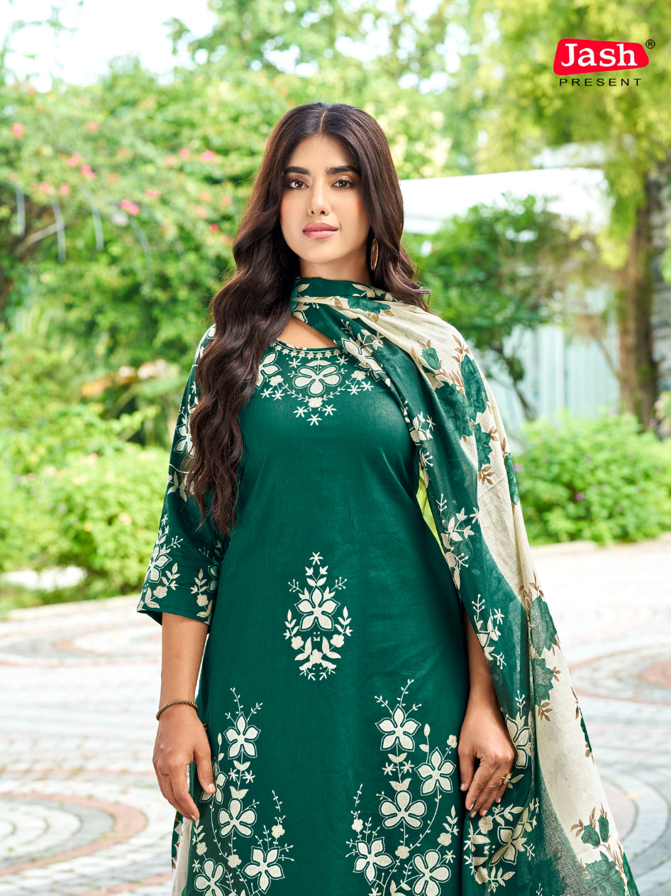 Green Floral Patiala Suit with Dupatta