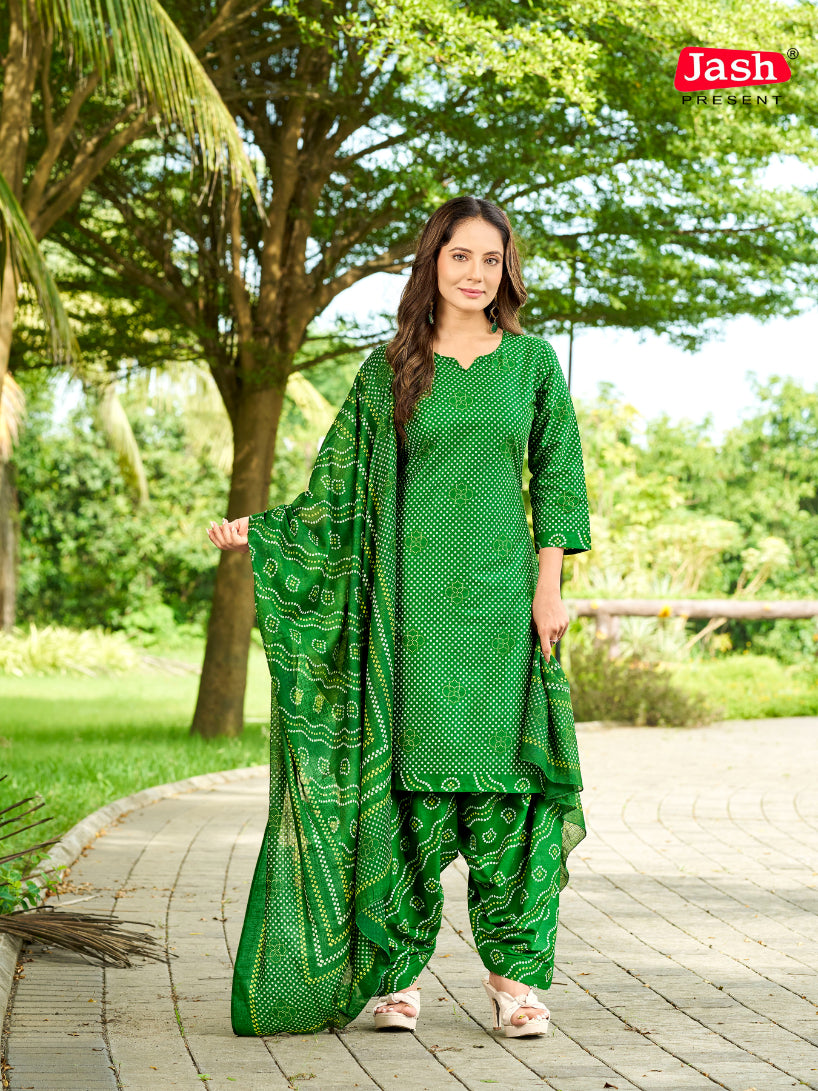 Green Bandhani Patiala Suit with Dupatta