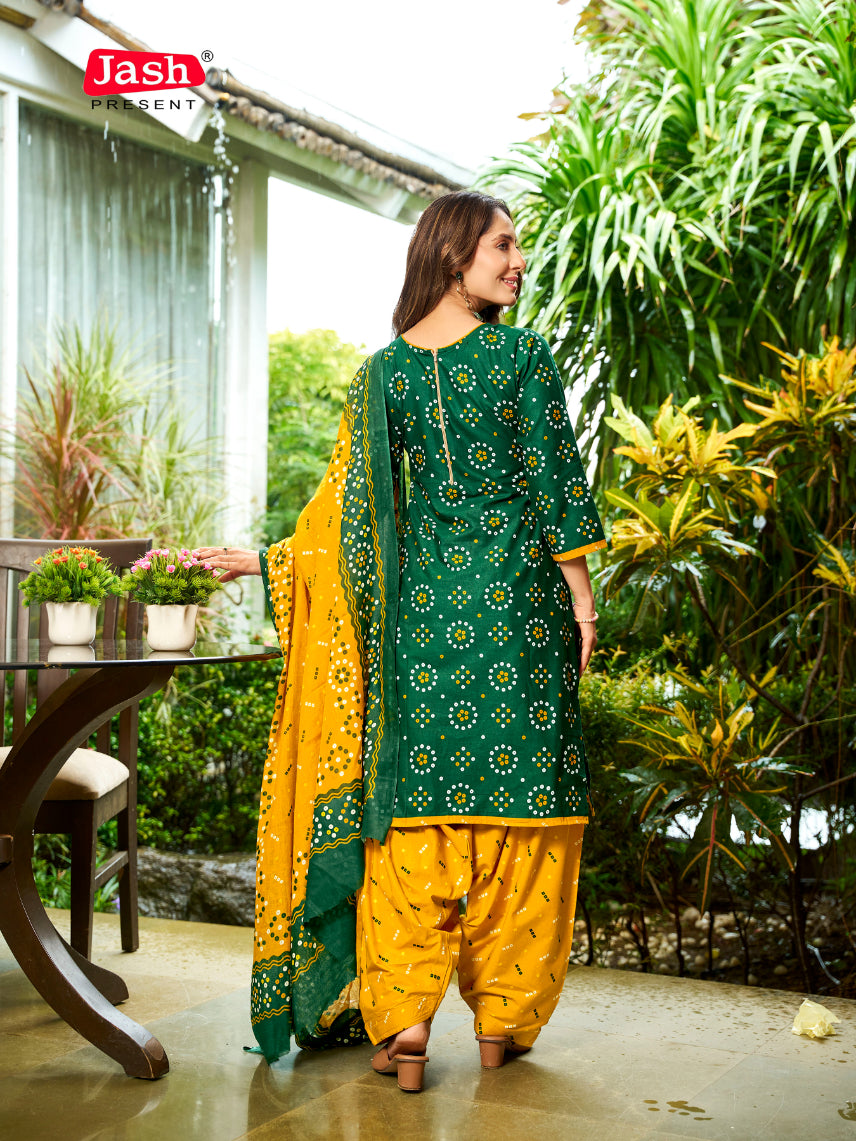 Green Bandhani Patiala Suit with Dupatta