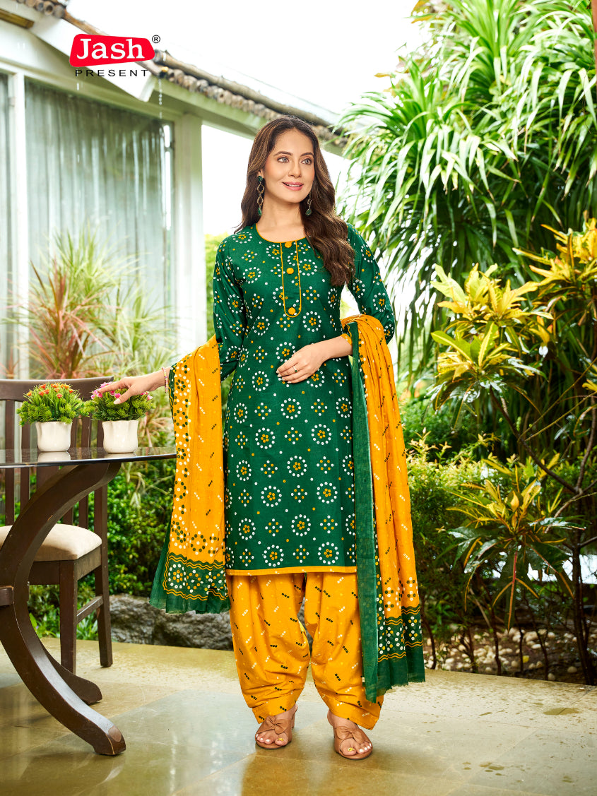 Green Bandhani Patiala Suit with Dupatta
