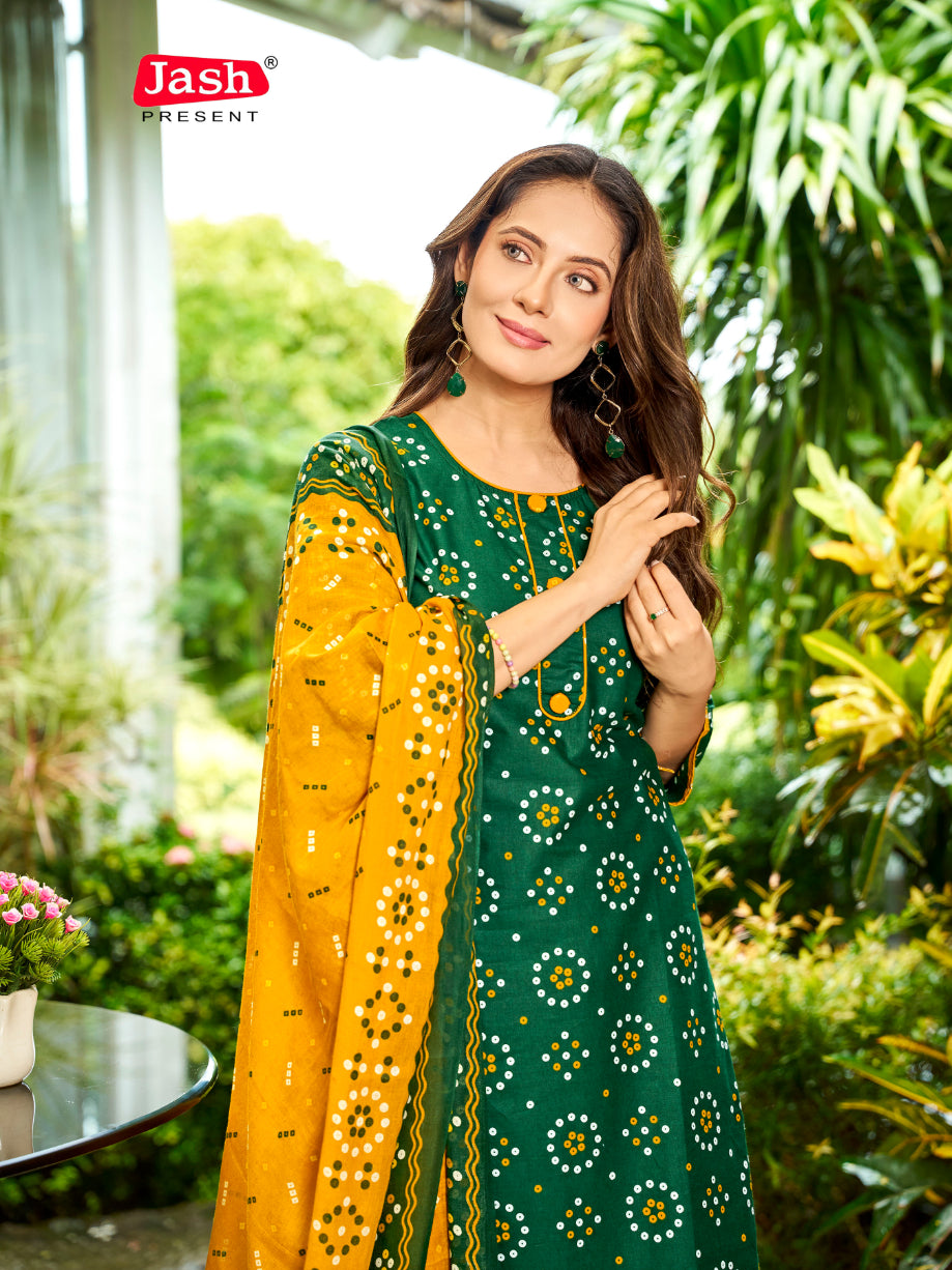 Green Bandhani Patiala Suit with Dupatta