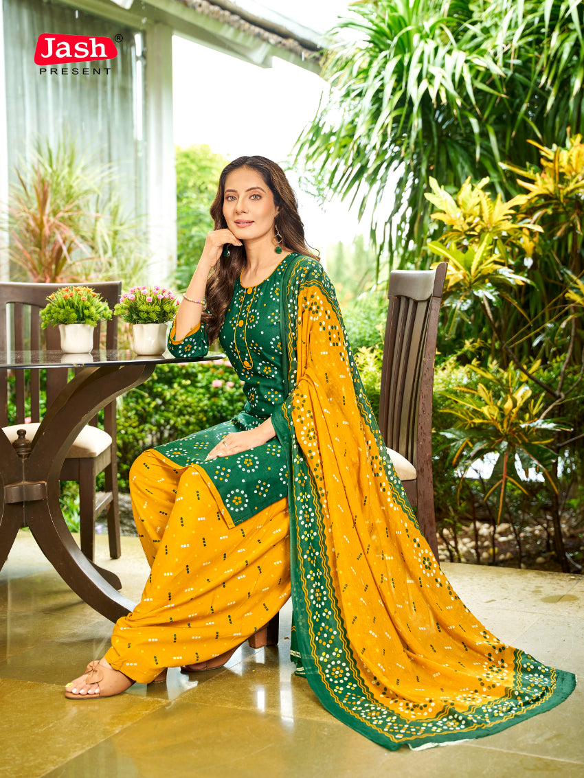 Green Bandhani Patiala Suit with Dupatta