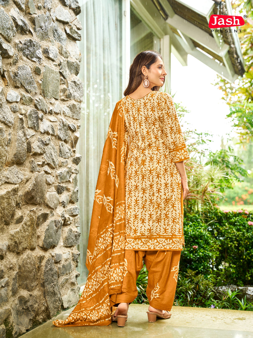 Mustard Yellow Floral Patiala Suit with Dupatta