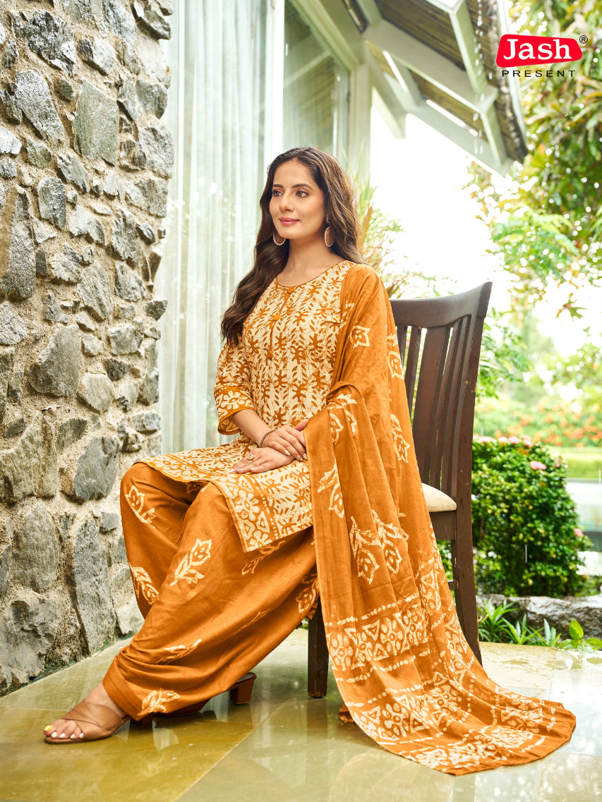 Mustard Yellow Floral Patiala Suit with Dupatta