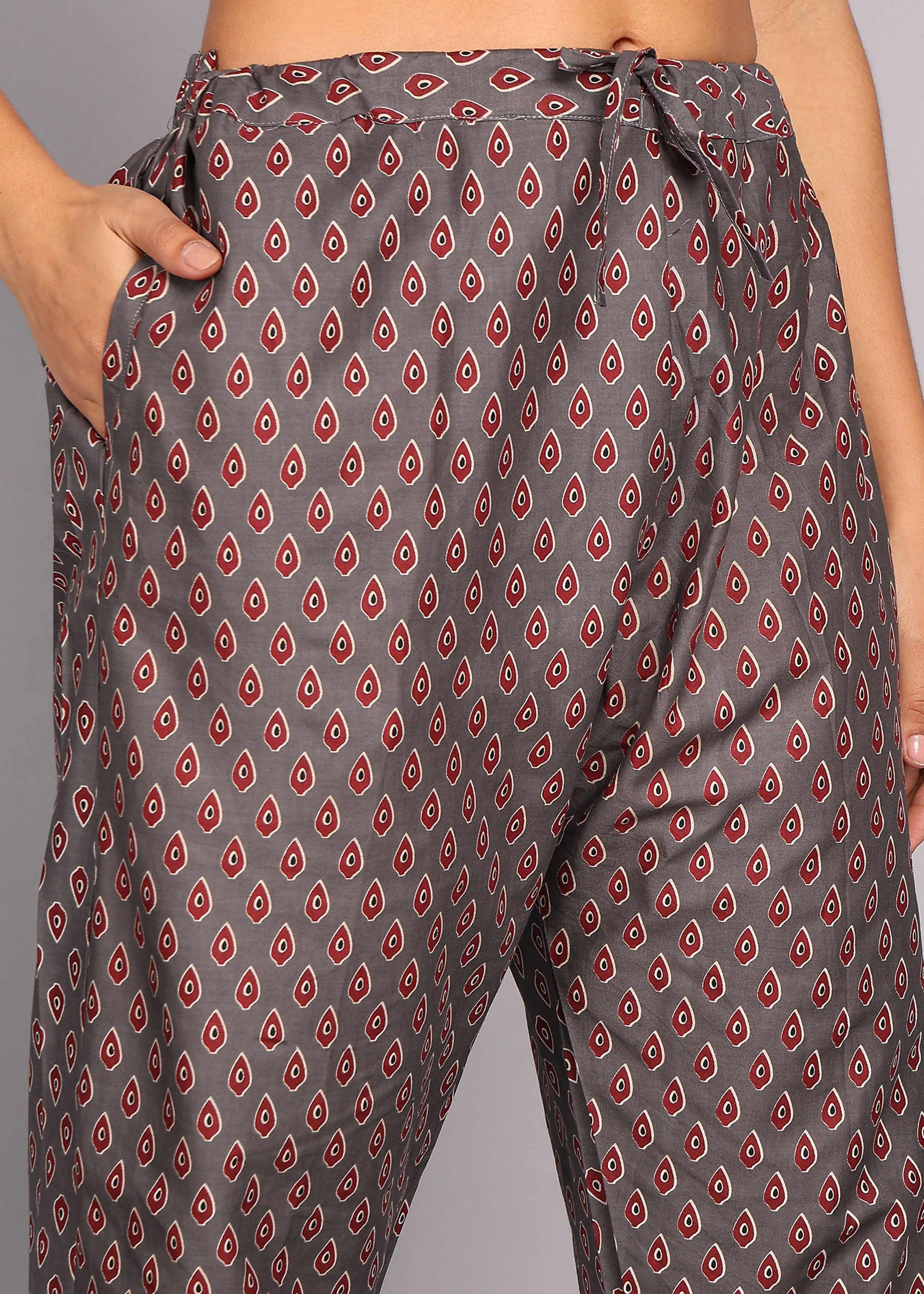 Grey Printed Kurta Set