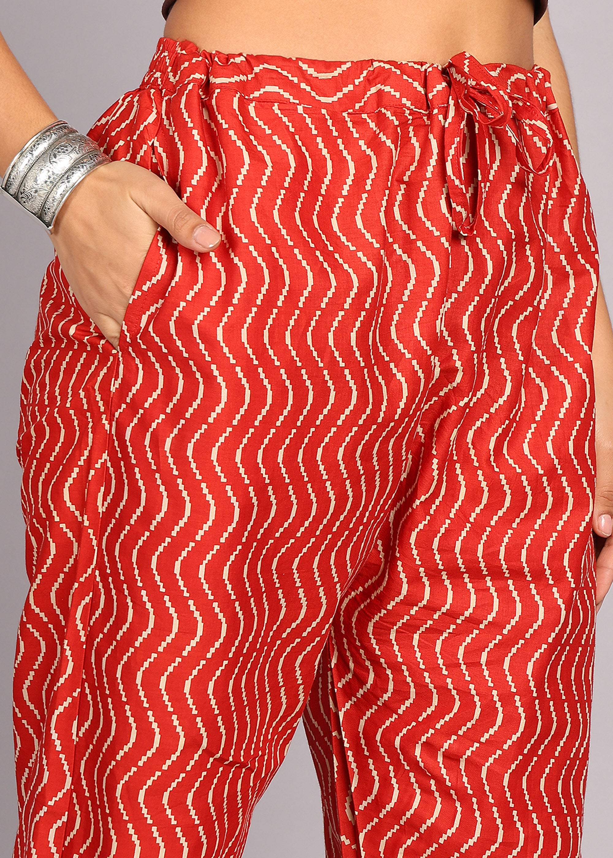 Navy Blue Geometric Kurta Set