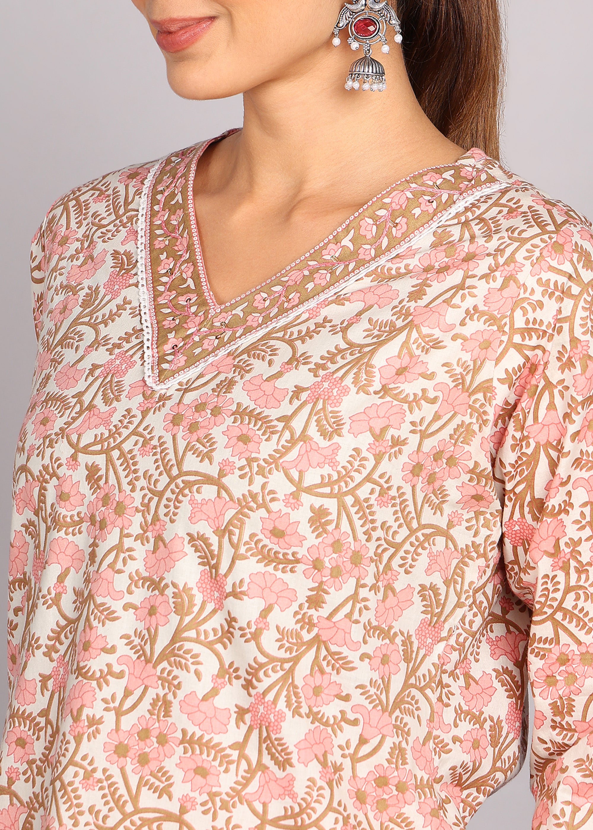 Blush Pink Floral Printed Kurta Set