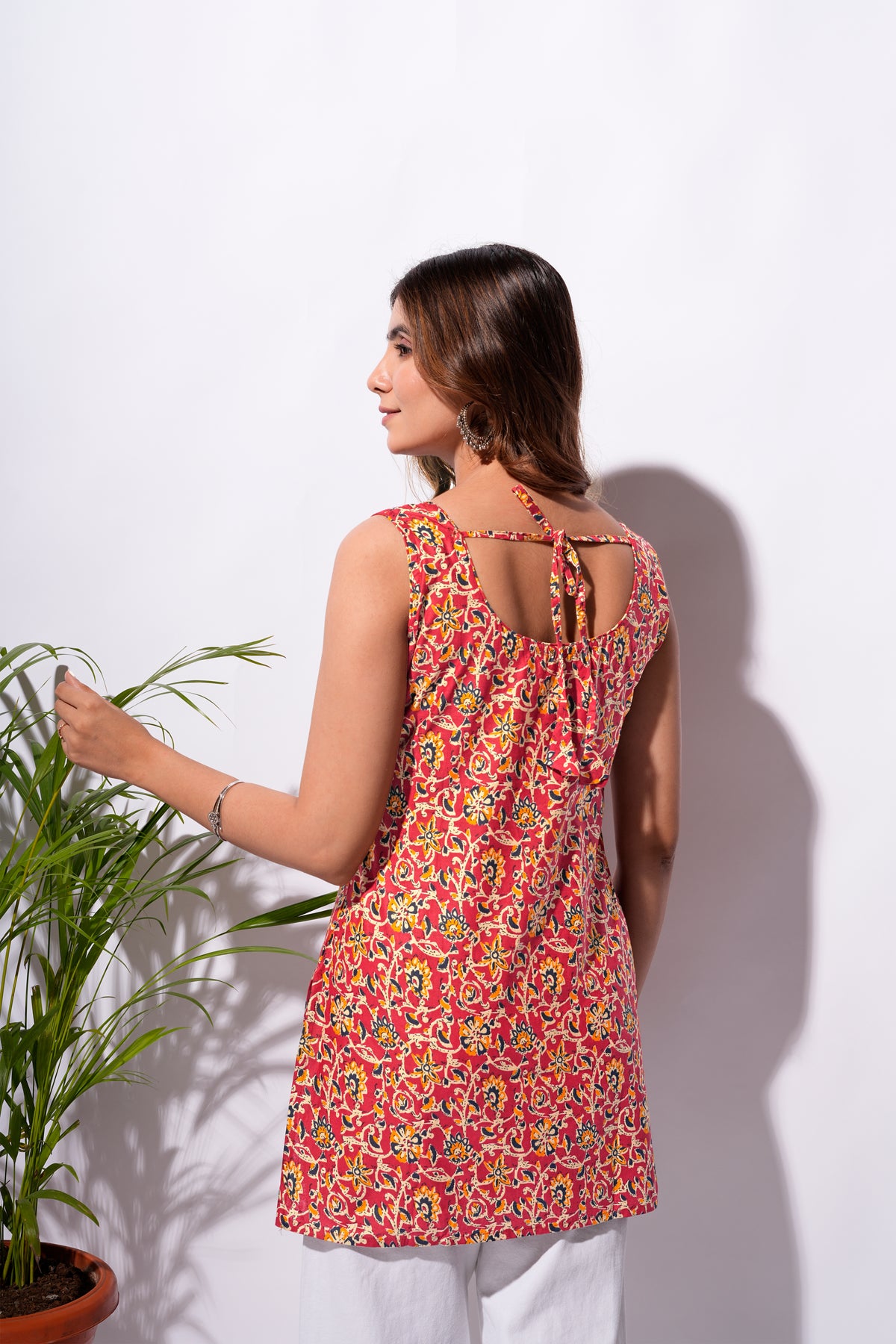 Red Floral Short Kurti