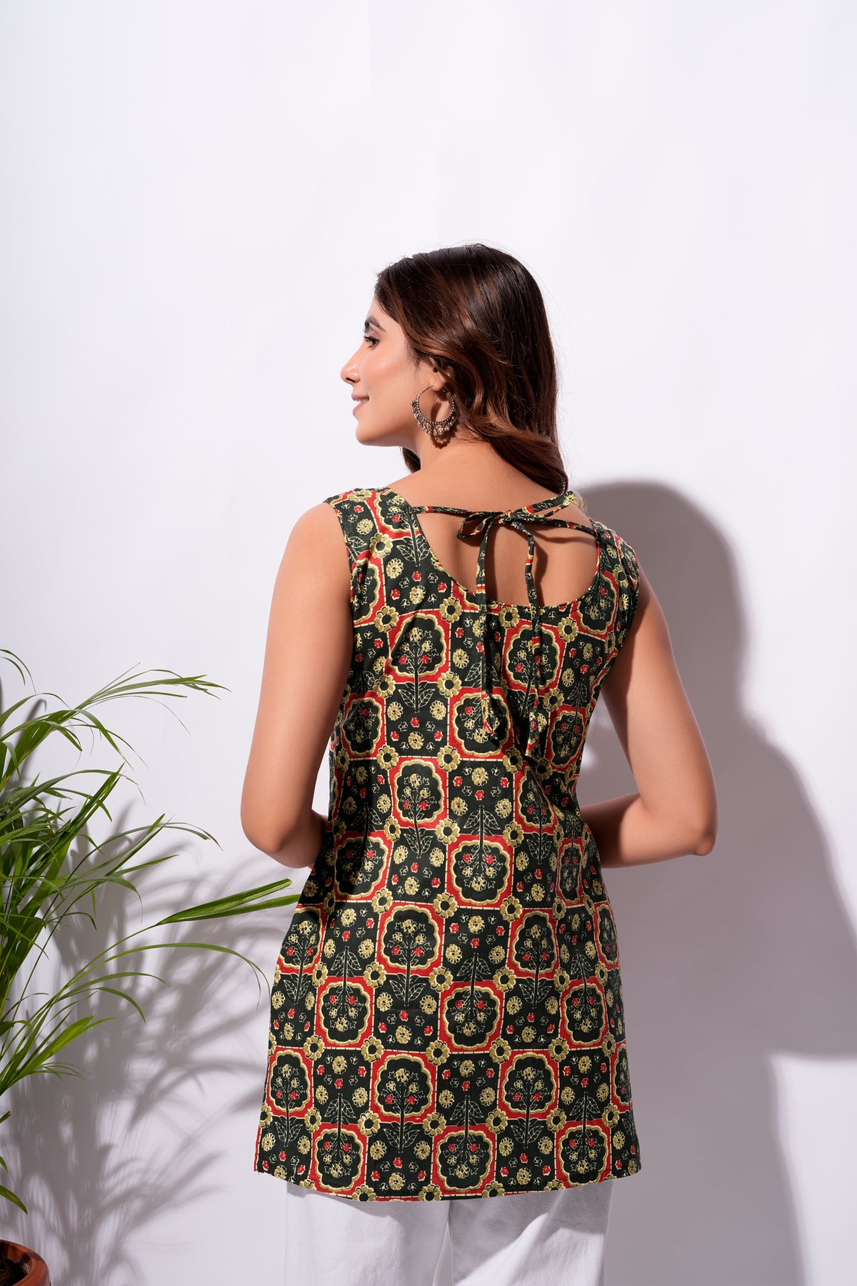 Black Floral Short Kurti