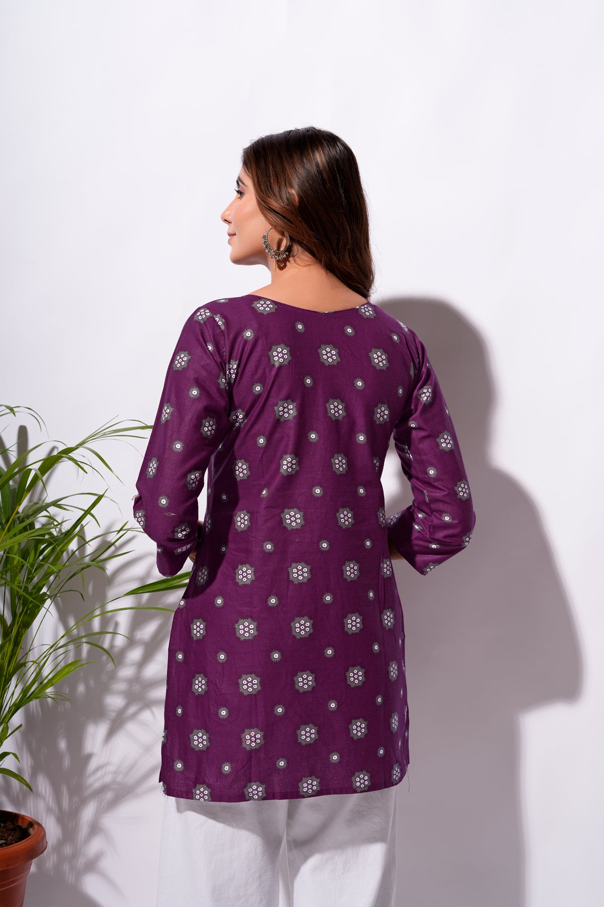 Purple Printed Short Kurti