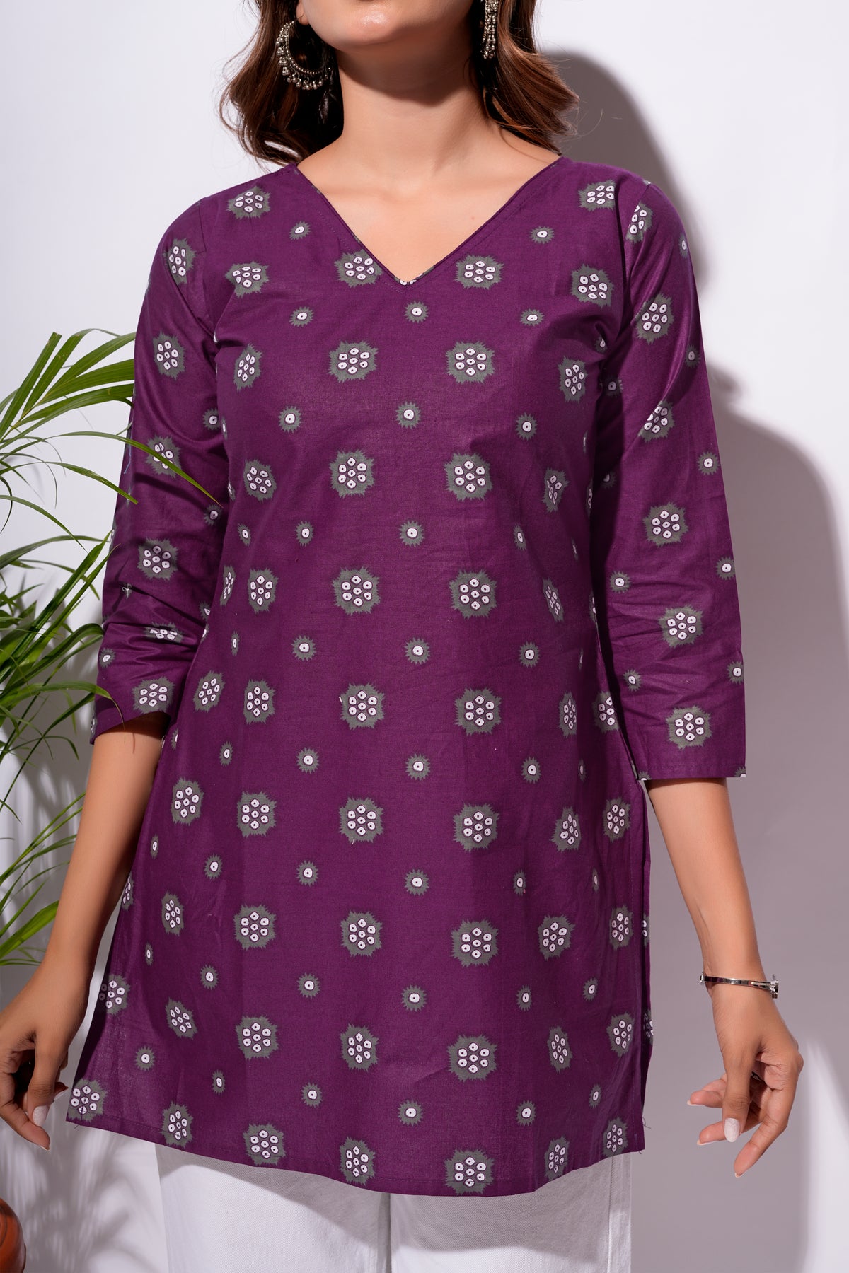 Purple Printed Short Kurti