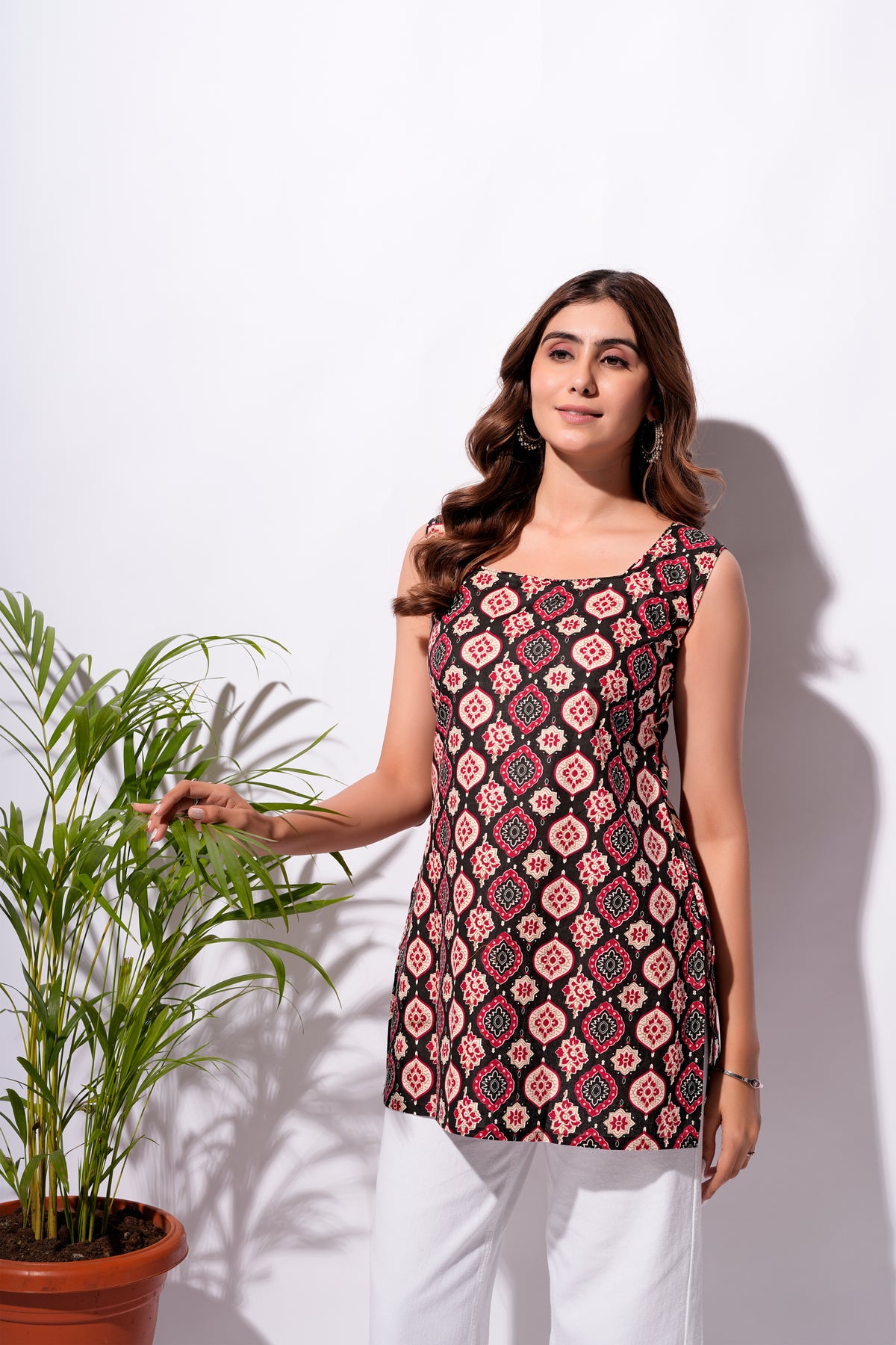 Black Printed Short Kurti