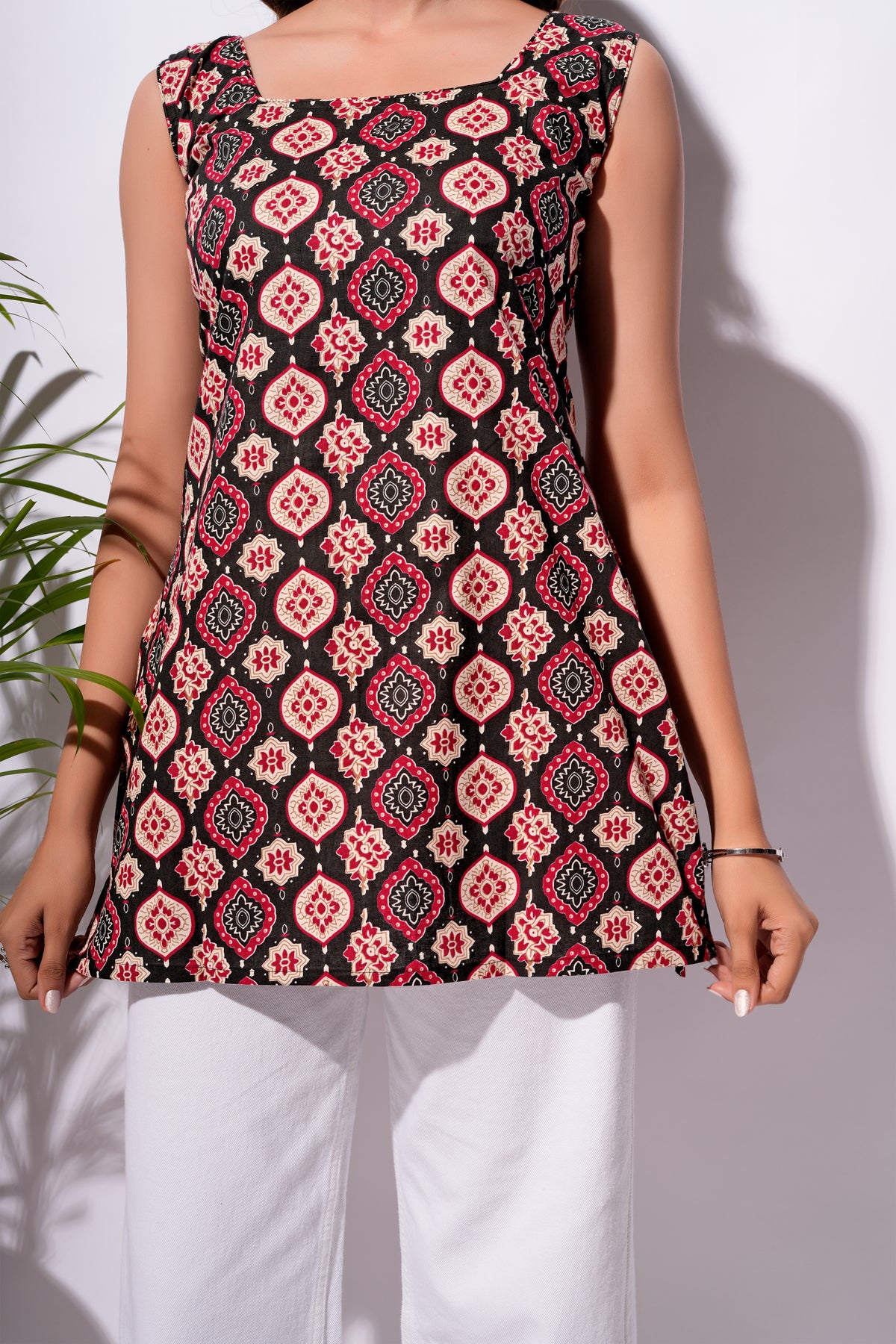 Black Printed Short Kurti