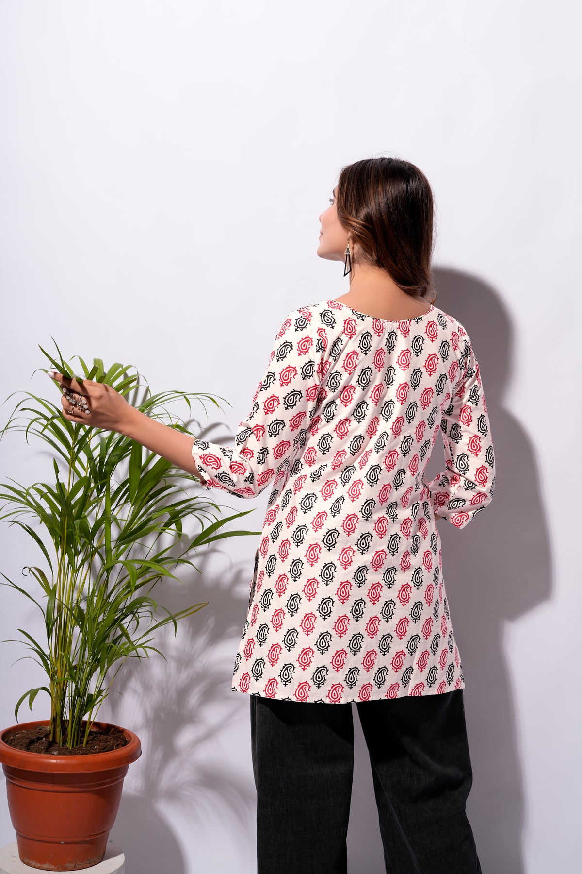 White Printed Short Kurti