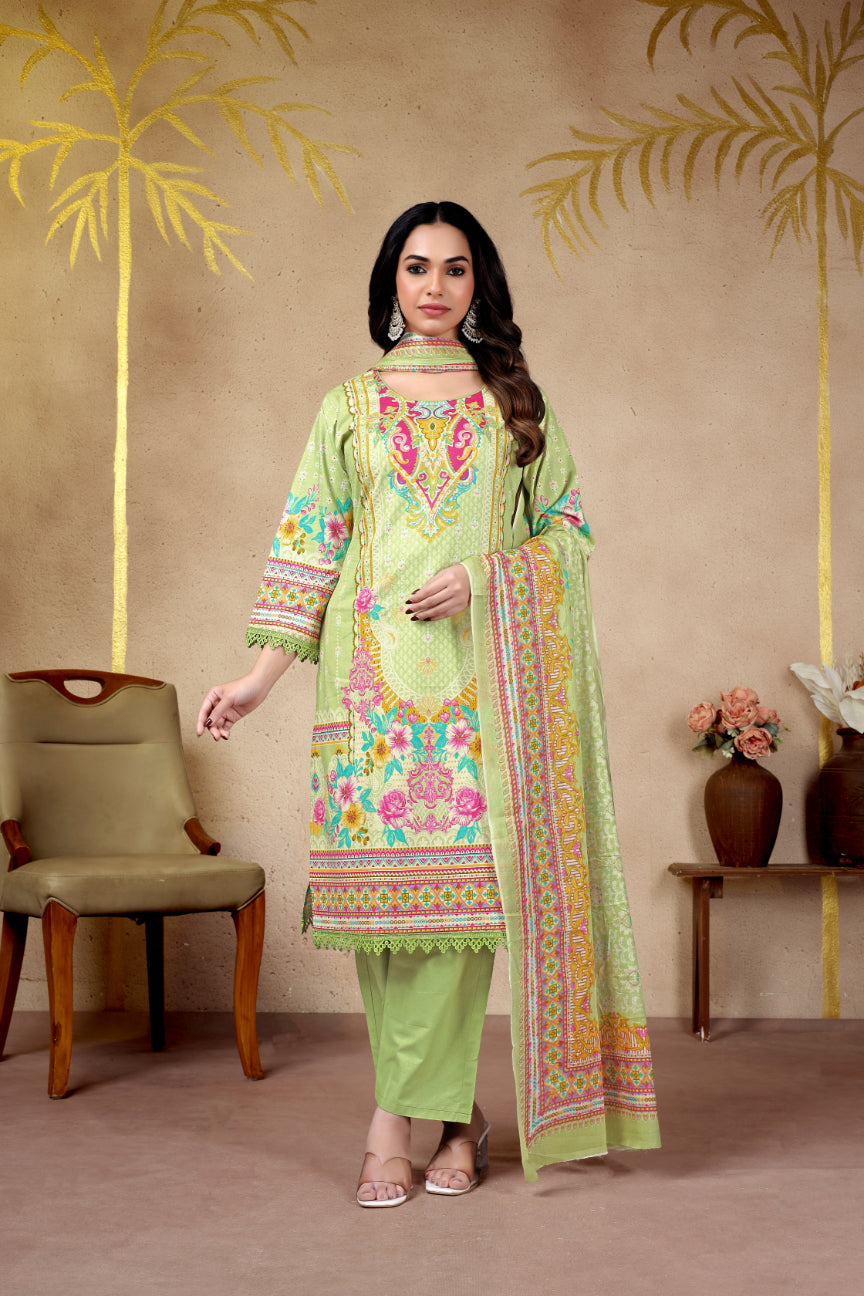 Pista Floral Printed Pakistani Suit Set