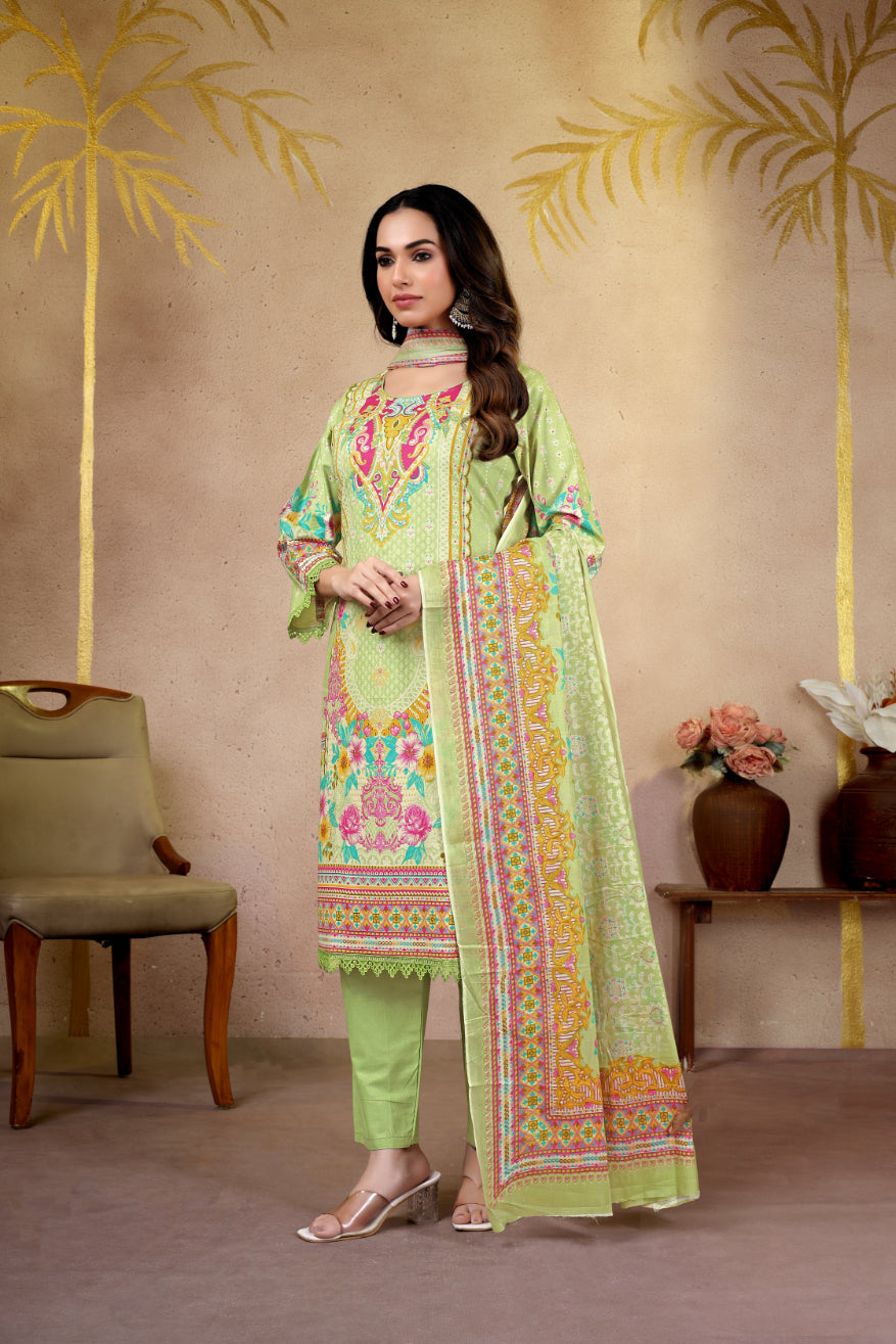 Pista Floral Printed Pakistani Suit Set