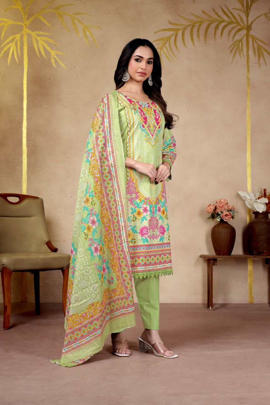 Pista Floral Printed Pakistani Suit Set