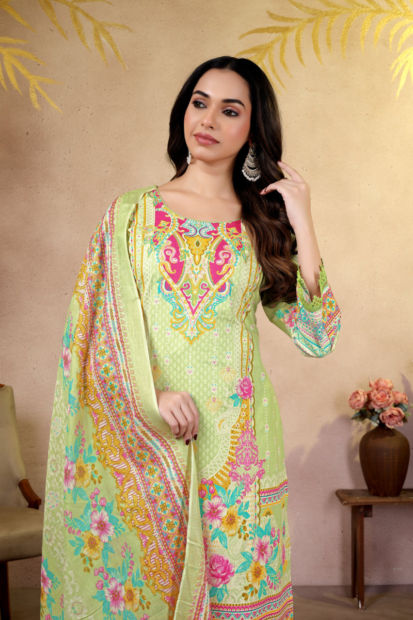 Pista Floral Printed Pakistani Suit Set