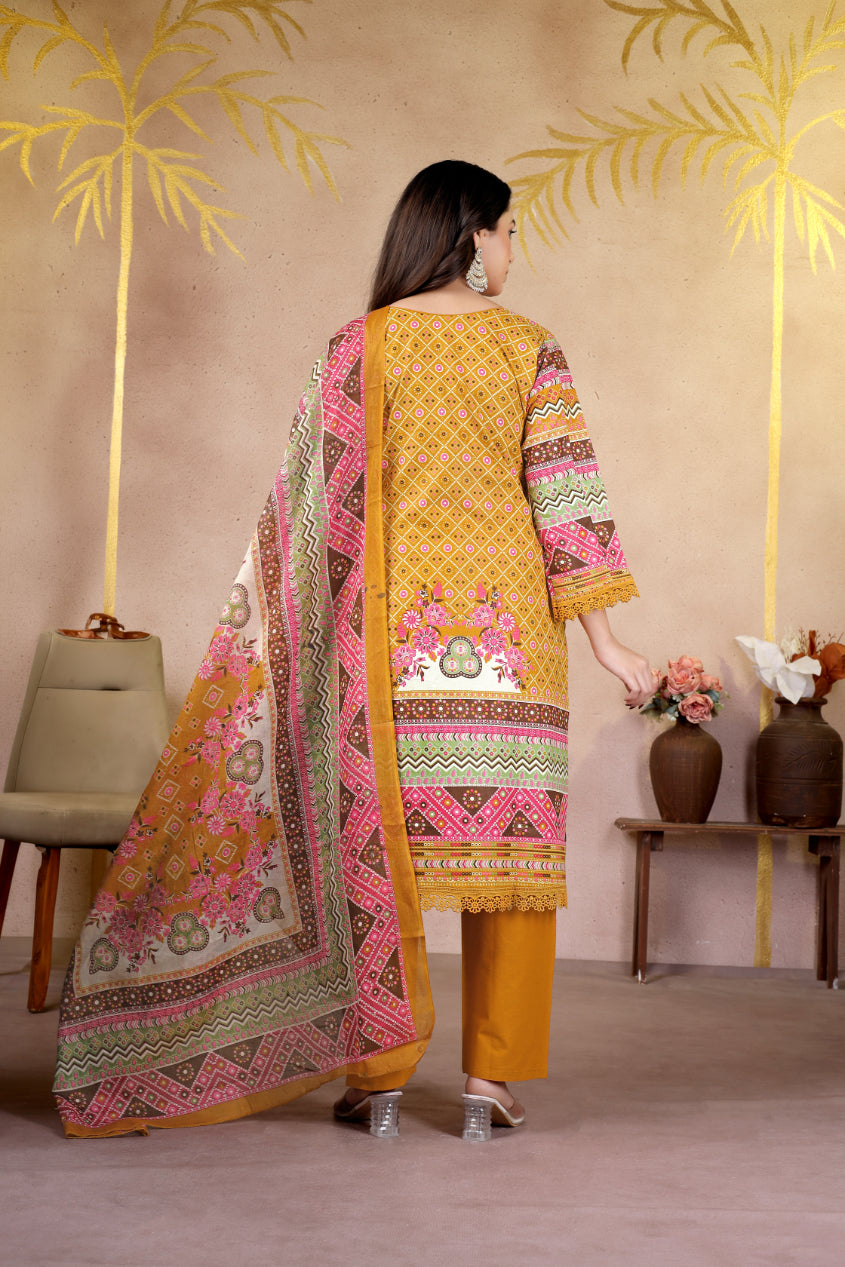 Mustard Printed Pakistani Suit Set
