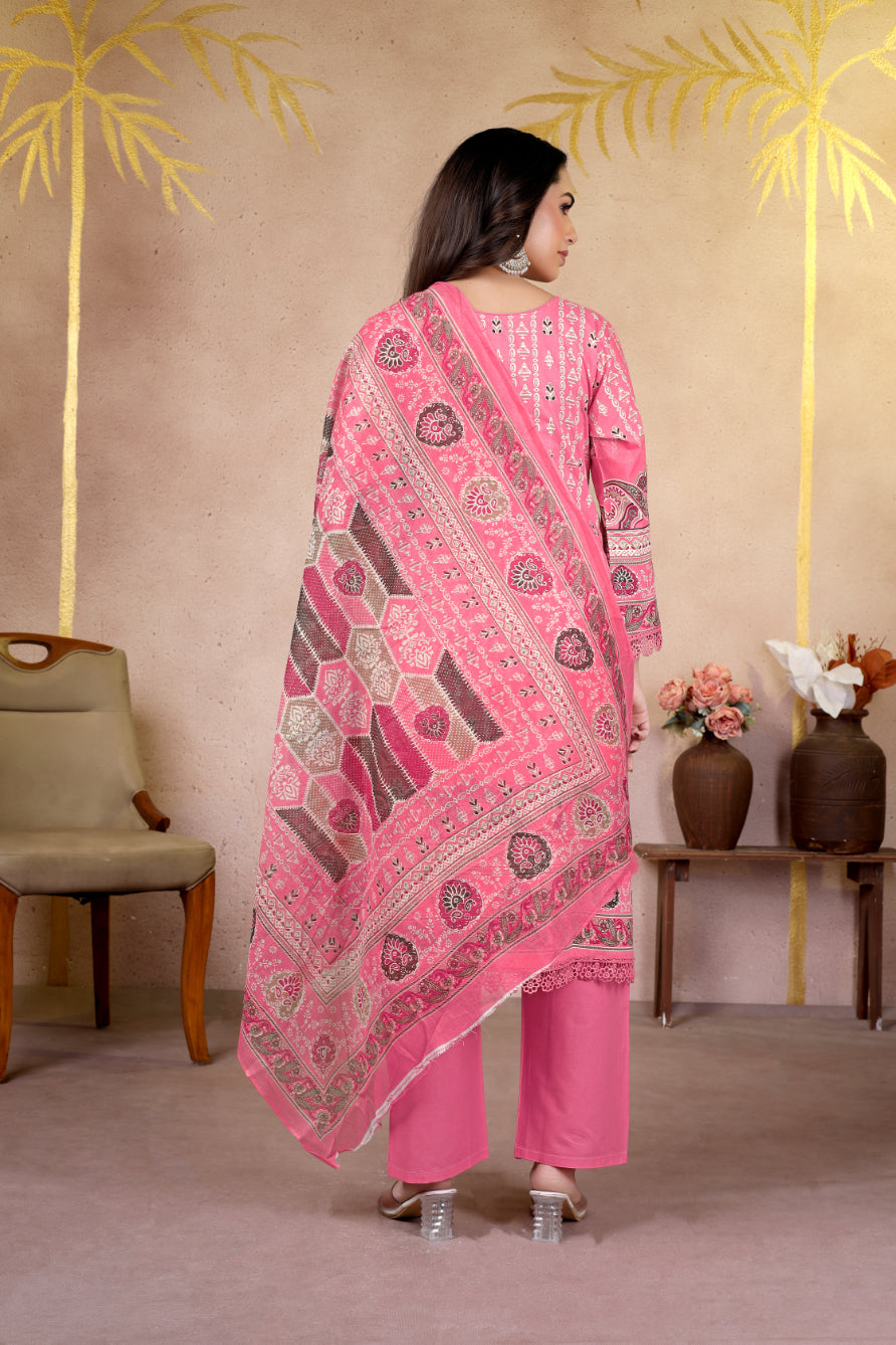 Pink Ethnic Printed Pakistani Suit Set